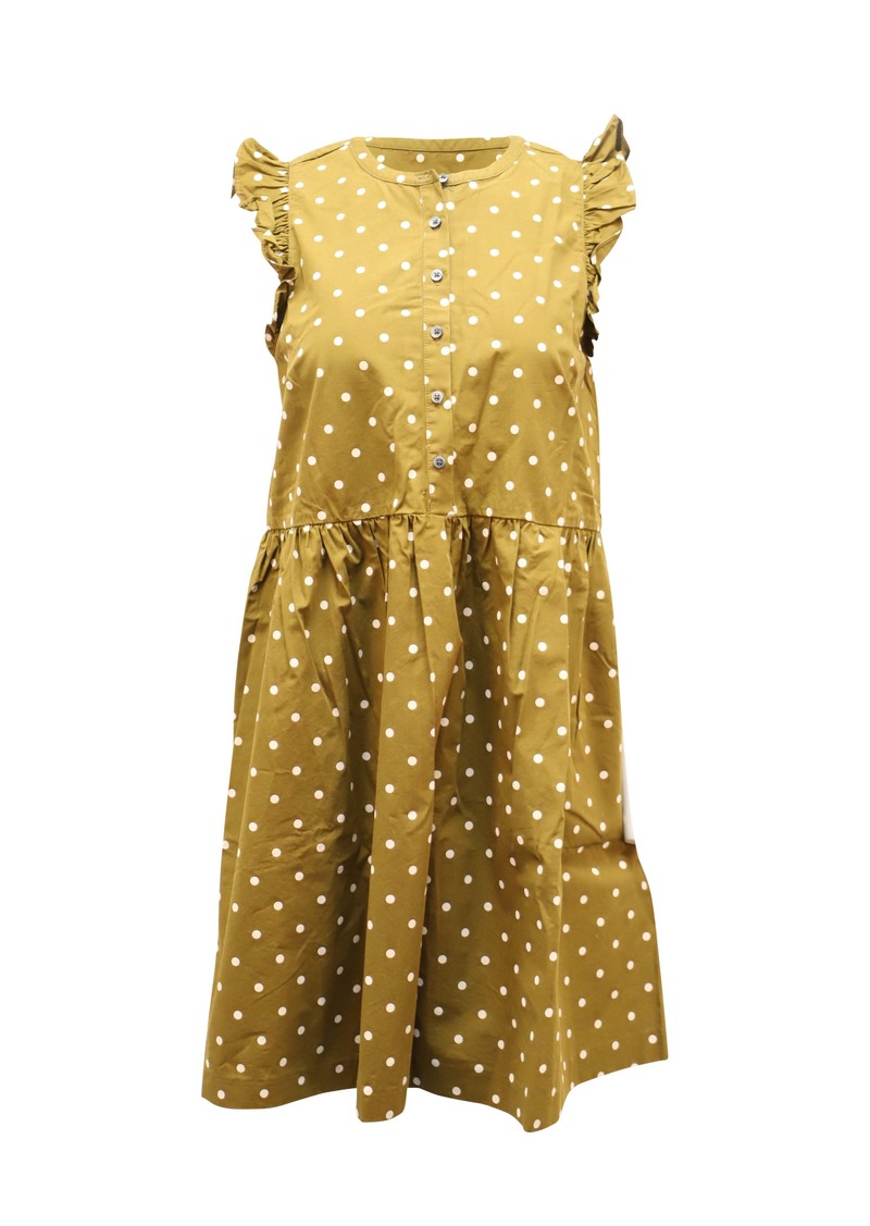 Madewell Sleeveless Dress Polka-Dot Print in Tan Cotton