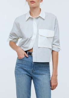 Madewell Stripe Cotton Cargo Pocket Crop Shirt