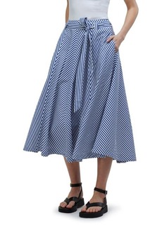 Madewell Stripe Flare Poplin Midi Skirt