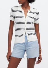 Madewell Stripe Knit Short Sleeve Button-Up Shirt