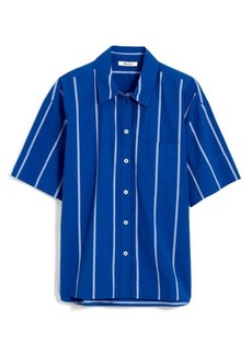 Madewell Stripe Oversize Boxy Short Sleeve Poplin Button-Up Shirt