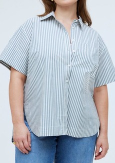 Madewell Stripe Oversize Boxy Short Sleeve Poplin Button-Up Shirt