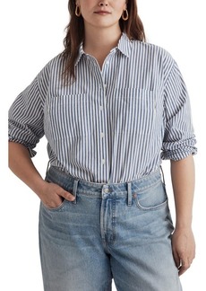 Madewell Stripe Patch Pocket Oversize Poplin Button-Up Shirt