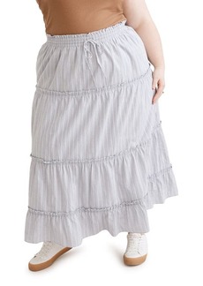 Madewell Striped Ruffle Tiered Pull-On Maxi Skirt