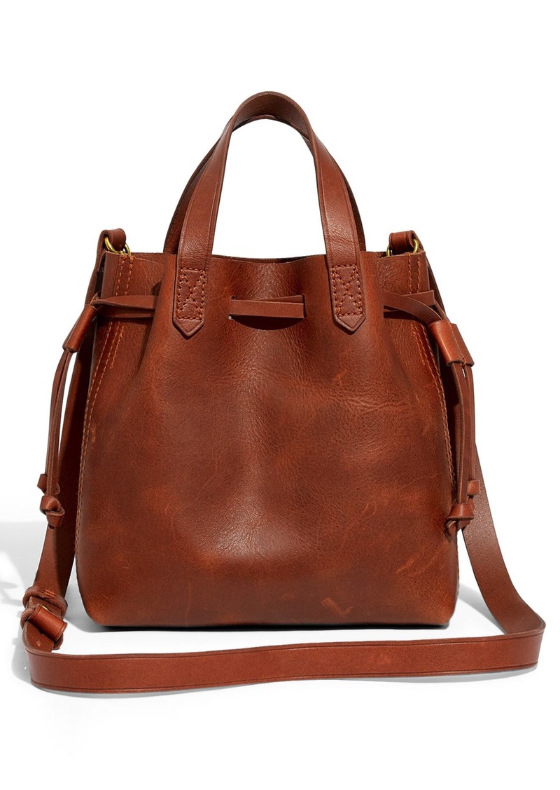 Madewell The Mini Pocket Transport Leather Drawstring Tote