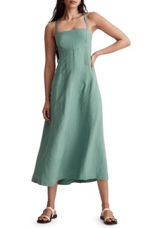 Madewell Tie Back Cami Linen Blend Midi Dress