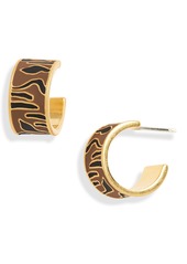 Madewell Tiger Stripe Enamel Huggie Hoop Earrings
