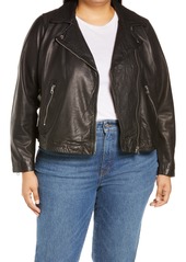 Madewell Washed Leather Motorcycle Jacket in True Black at Nordstrom