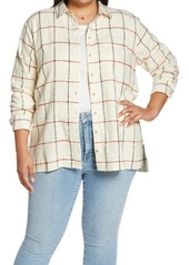 Madewell Windowpane Flannel Oversize Ex-Boyfriend Shirt in Willow Windowpane Rusty Torch at Nordstrom