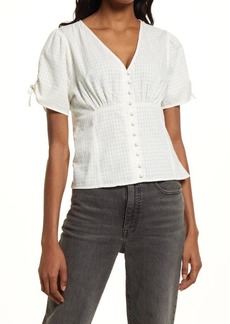Madewell Women's Evie Tie Sleeve Textured Gingham Top in Lighthouse at Nordstrom