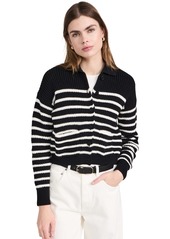 Madewell Women's Ribbed Polo Cardigan Sweater in Stripe  XL