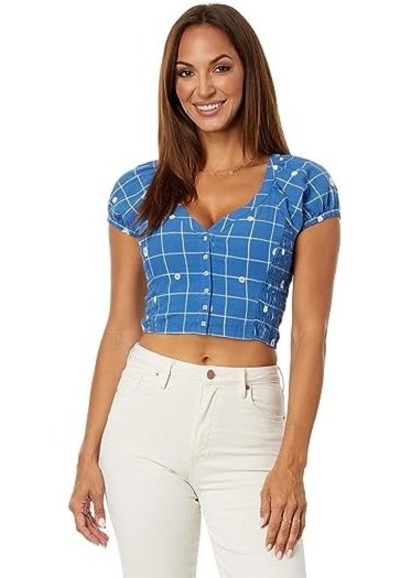 Madewell Monika Top with Blue Windowpane