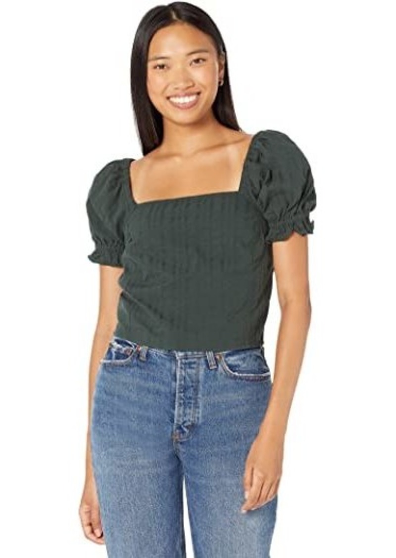 Madewell Hopewell Puff-Sleeve Crop Top in Stripe