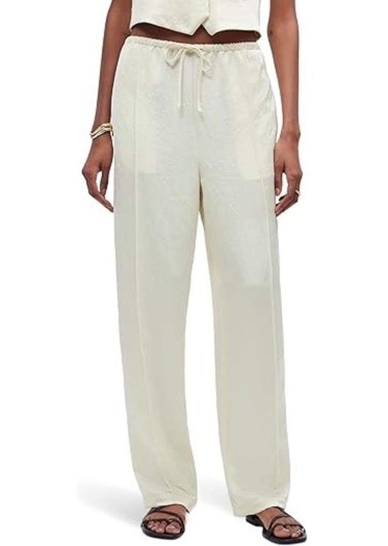 Madewell Pintucked Slim Pull-On Pants in Satin