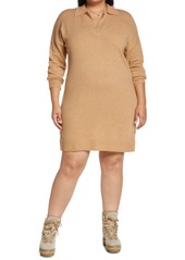Madewell Women's Long Sleeve Polo Merino Wool Blend Sweater Dress in Heather Camel at Nordstrom