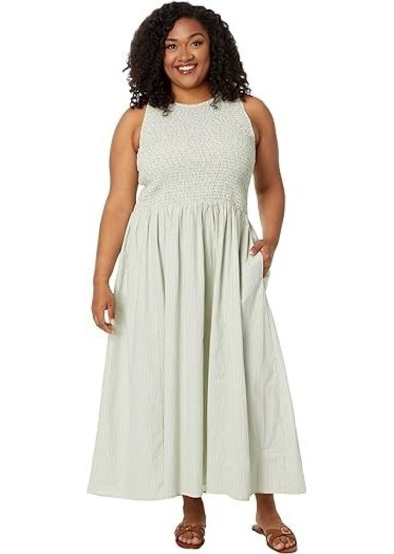 Madewell Plus Smocked Sleeveless Midi Dress