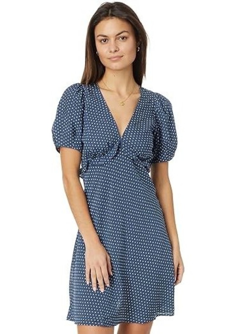 Madewell Puff-Sleeve Ruffle Mini Dress in Polka Dot