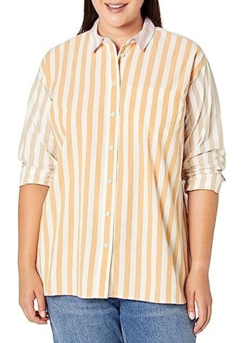 Madewell The Plus Signature Poplin Oversized Shirt in Mixed Stripe