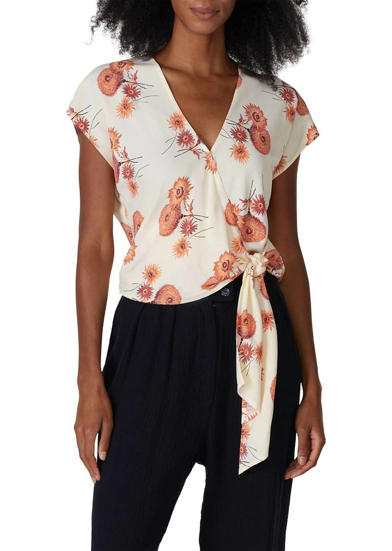 Madewell Twiggy Print Wrap Top In Off-White