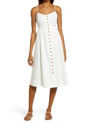 Madewell Button Front Linen Blend Midi Dress in Lighthouse at Nordstrom