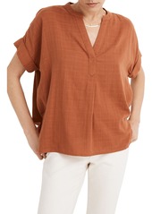 Madewell Lakeline Textural Plaid Popover Shirt in Burnt Clay at Nordstrom
