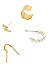 Madewell Pearl Mix & Match Earring Set in Vintage Gold at Nordstrom