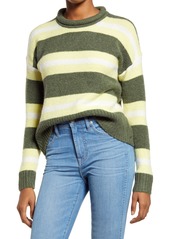 Madewell Striped Fulton Pullover Sweater in Heather Greengrass at Nordstrom
