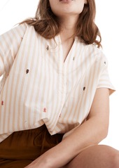 Women's Madewell Women's Embroidered Lakeline Stripe Popover Shirt