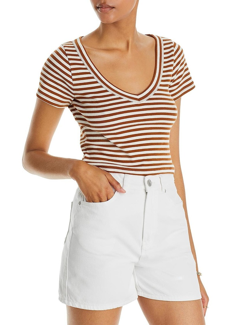 Madewell Womens V-Neck Short Sleeve Cropped