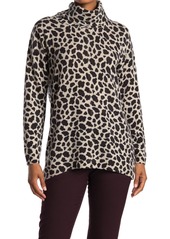 Magaschoni Leopard Print Turtleneck Cashmere Sweater