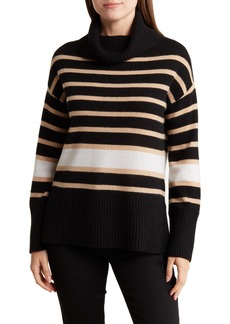 Magaschoni Stripe Cashmere Turtleneck Sweater in Black Combo at Nordstrom Rack
