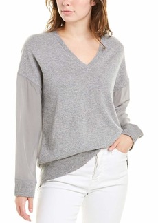 Magaschoni Women's Silk Long Sleeve V-Neck Pullover Sweater