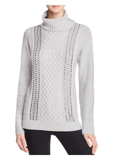 Magaschoni Womens Cashmere Embellished Turtleneck Sweater