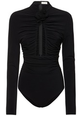 Magda Butrym 3d Roses Cutout Jersey Bodysuit