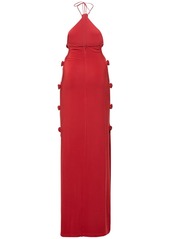 Magda Butrym 3d Roses Cutout Jersey Long Dress