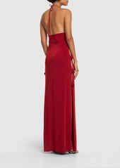 Magda Butrym 3d Roses Cutout Jersey Long Dress