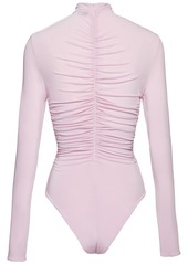 Magda Butrym 3d Roses Cutout Viscose Jersey Bodysuit