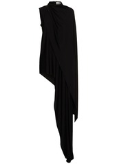 Magda Butrym Asymmetric Draped Cape Jersey Dress