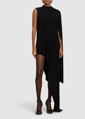 Magda Butrym Asymmetric Draped Cape Jersey Dress