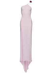 Magda Butrym Asymmetric Jersey Long Dress W/ Roses