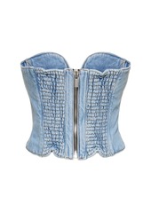 Magda Butrym Cotton Denim Corset W/ Flowers