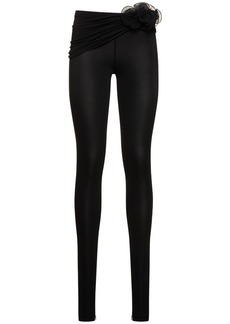 Magda Butrym Draped Jersey Leggings W/rose