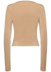 Magda Butrym Draped Jersey Long Sleeve Top W/roses