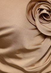 Magda Butrym Draped Jersey Long Sleeve Top W/roses
