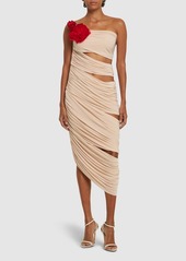 Magda Butrym Draped Jersey One Shoulder Midi Dress