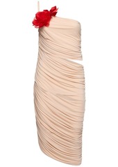 Magda Butrym Draped Jersey One Shoulder Midi Dress