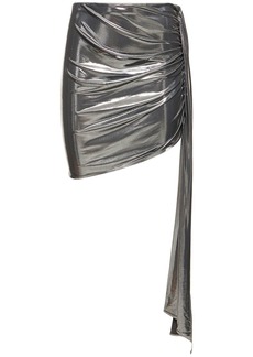 Magda Butrym Draped Metallic Jersey Mini Skirt