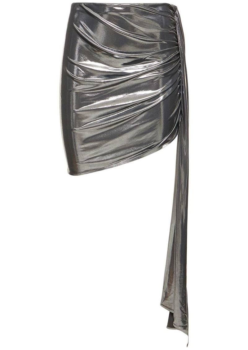 Magda Butrym Draped Metallic Jersey Mini Skirt