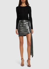 Magda Butrym Draped Metallic Jersey Mini Skirt