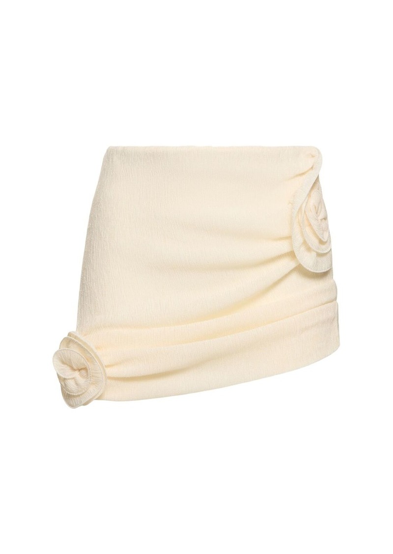 Magda Butrym Draped Mini Skirt W/ Roses